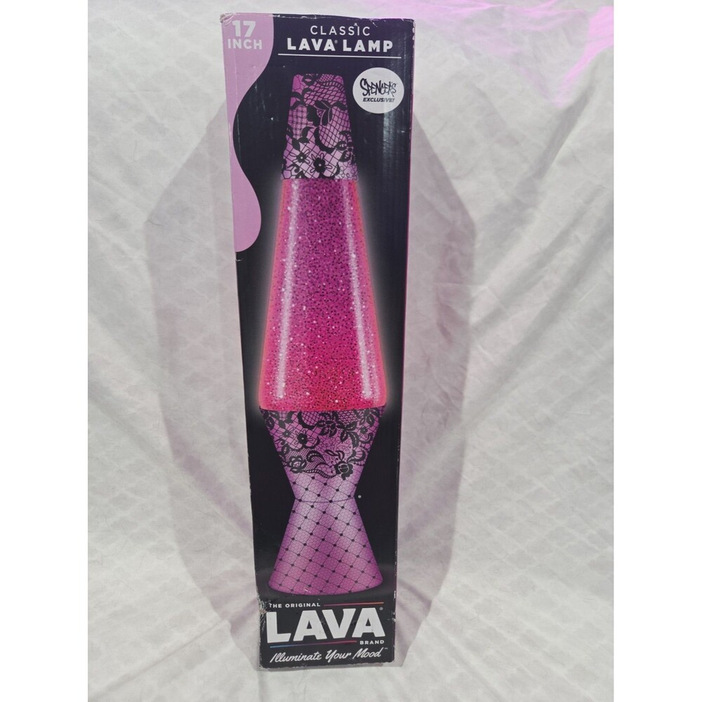 Rare Vtg Spencer's Exclusive 17" Tickled Pink Glitter & Lace Lava Lamp - NIB